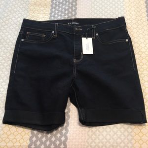 Navy short cuff jeans shorts
